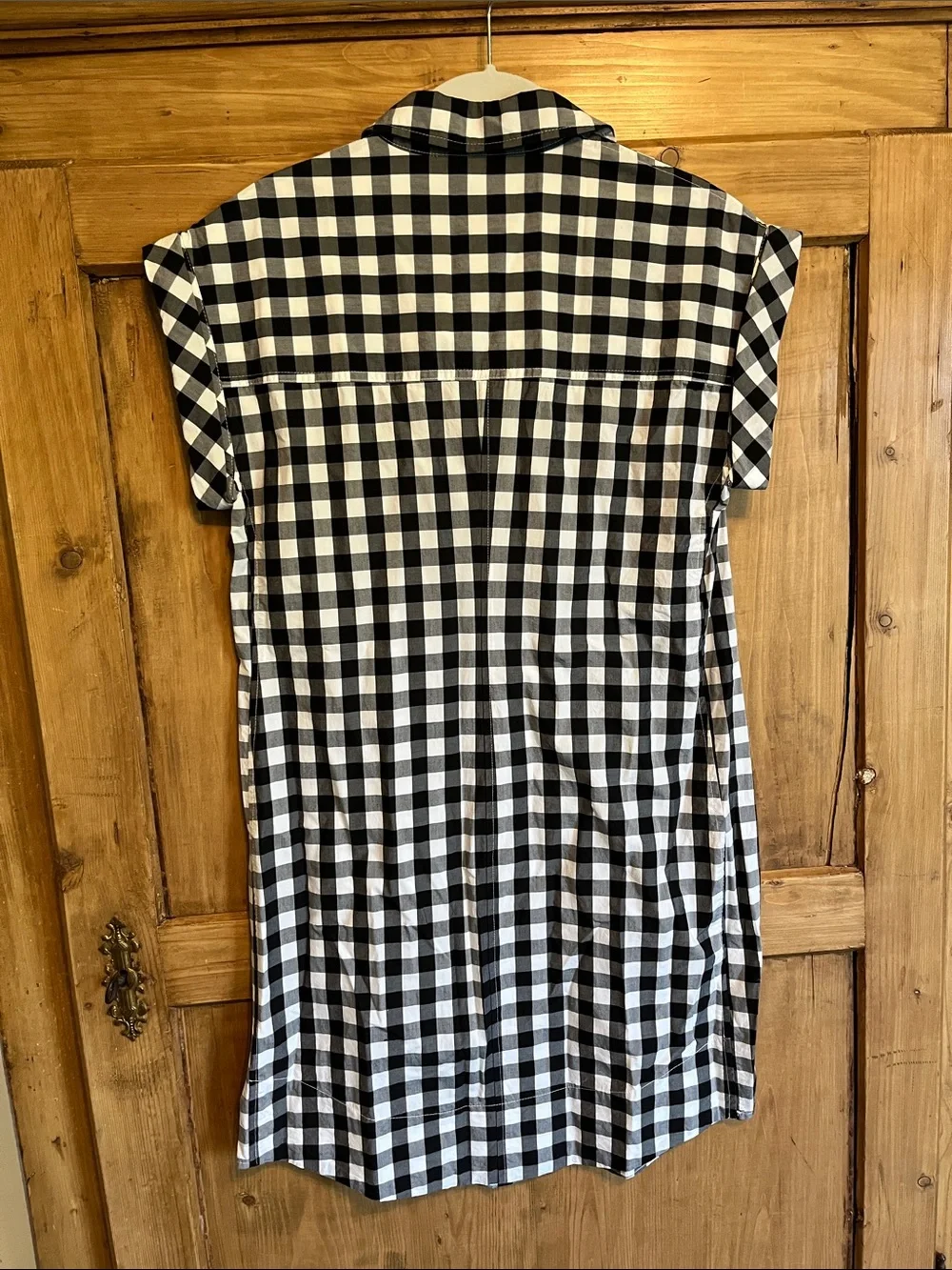 J. Crew Black & White Gingham Mini Shirt Dress